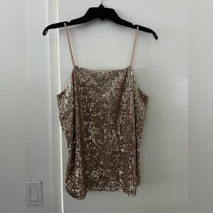 ❤️ Ann Taylor Gold Sequin Camisole Top